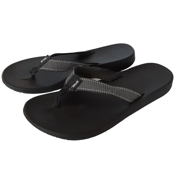 Teva Voya Azure Flip Flops Black Toe Post Sandals Womens Thong Water Shoes - Picture 1 of 7
